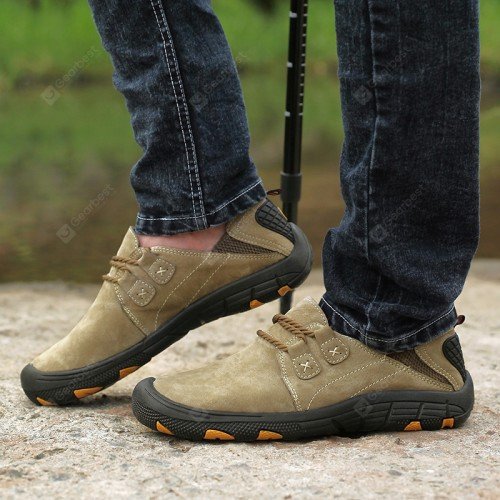 Autumn / Winter Men's Hiking Shoes Waterproof and Breathable Outdoor Leisure Sports Leather Shoes Non-slip Soft Bottom Climbing Shoes